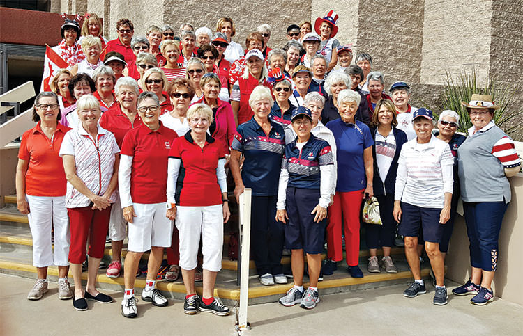Lady 18ers are celebrating conclusion of the annual Solheim Cup which features teams of Canadians vs. USA in a net match play format. Go Canada - Go USA!