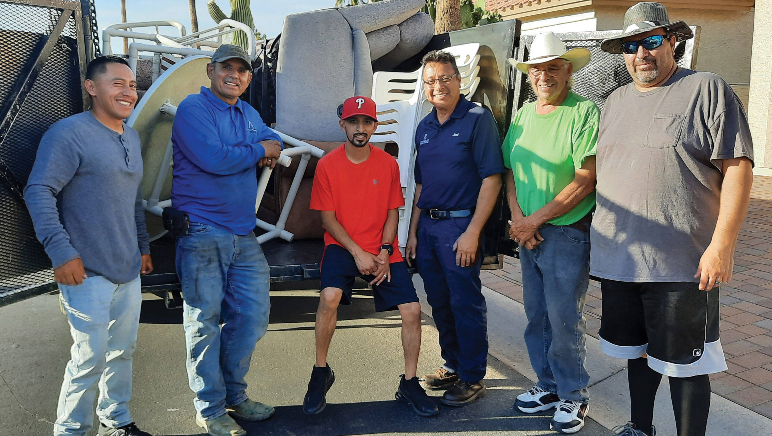 Volunteers from the Latin American Church of the Nazarene who came by to collect the furniture on the last day.