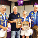 Newest SunBird Lions Melvin Jones Fellows, Lion Bill Reid and Lion Gail Holland flanked by PDG Fred Garmeson (left) and President Lion Ray Clark (right).