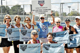 USTA Sectional winners: (standing) Judy Gahide, Judy Lamers, Vicki Eslick, John Radcliffe, Pat Davidson, Karen Kutchyera and Barb McEwen; (kneeling front left to right): Lois Newman and Lynn Cox; (missing) Susan Stewart and Lyn Belisle.