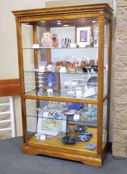 The variety of projects by Lapidary Club members can be seen in the display case next to the shop on the second floor of the Clubhouse.