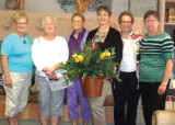 Pictured are Janet Girard, Jan Davidson, Shirley Goodman, Jackie Cox, Nan Atchley and Mary Regan who along with Fay Asmundson, Karen Button, Susie Herigstad and Donna Wolff were a dedicated committee that made the clubhouse more attractive by redoing the silk and dry arrangements. Jan Davidson chaired the committee.They spent a lot of time and energy getting just the right items for each area. Jan and Janet spent hours washing the old flowers.