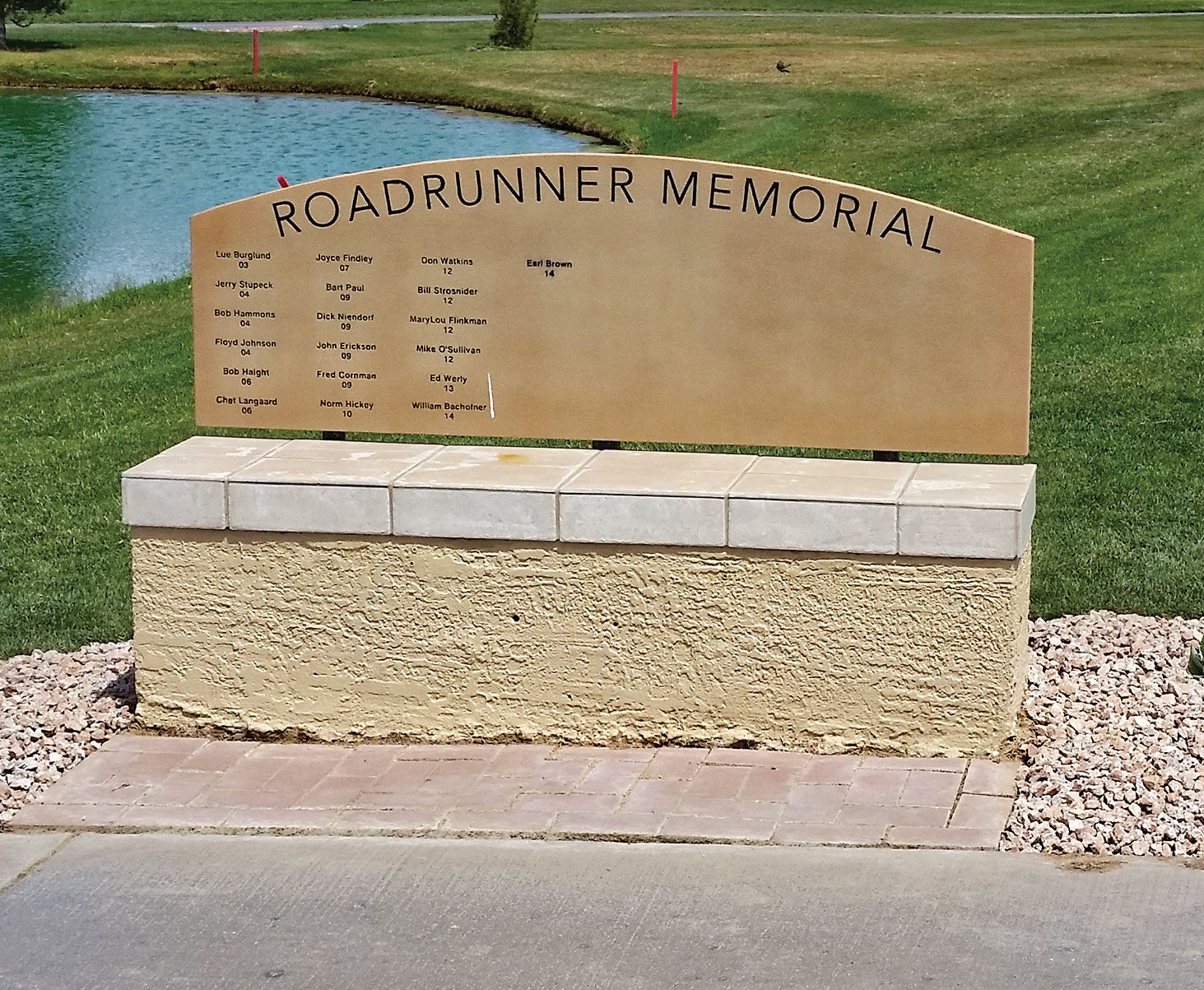 New landscaping around the Roadrunners Golf and Social Club memorial bench