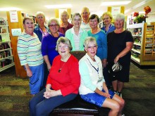 SunBird Library volunteers: Dosha Davidson, Bob Smith, Howard Anderson and Shirley Jackson (back row left to right); Katherine Gibbs, Margaret Speer, Nancy Smith, Marilyn Klooster and Carole Elton (second row left to right) and Lois Anderson and Sherry Fann (front row left to right); absent was Karlene Garn and Dianne Reed.
