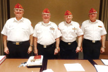 Newly installed officers Mike Bishop, Dave Minick, Dave Lott and John Van Houten