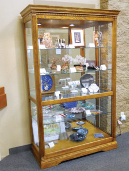 The Lapidary display case displays creations by club members.