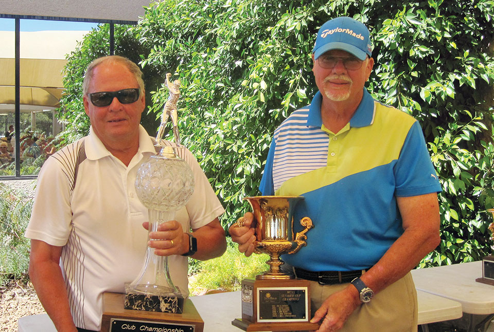 Left to right: John German, SunBird Men’s Club Champion, and Bob Johns, SunBird Cup Champion