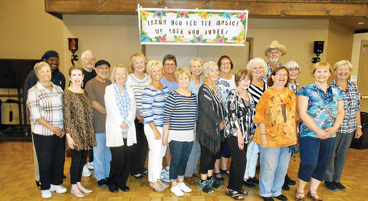 The dancers in the picture did a great job line dancing in the SunBird Ballroom at their annual March dance. Many of the class members had company, were out of town or sick and couldn’t join us, and we missed them.
