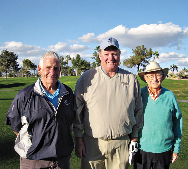 Men’s Net Shootout (left to right) Al Lundeen, Second Place; Byron Hock, First Place, Earl Ferguson, Third Place