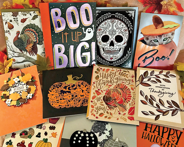 Halloween and Thanksgiving cards will bring a smile to friends and family.