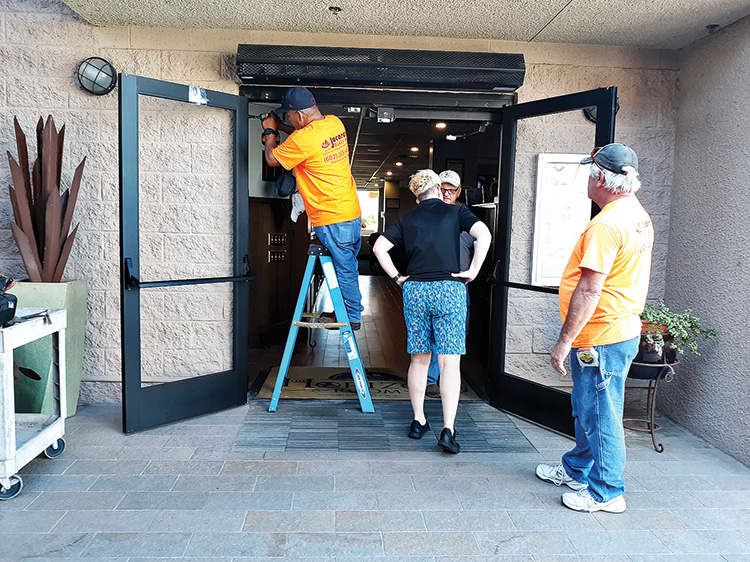 Installation and inspection of one set of the 13 double doors. This project has been funded by the Capital Improvement account.