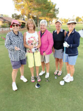 Summer golfers Pat Arnold, Jennifer Walden, Glenda Jacobsma, Renea Rankin, and Julie Anderson.